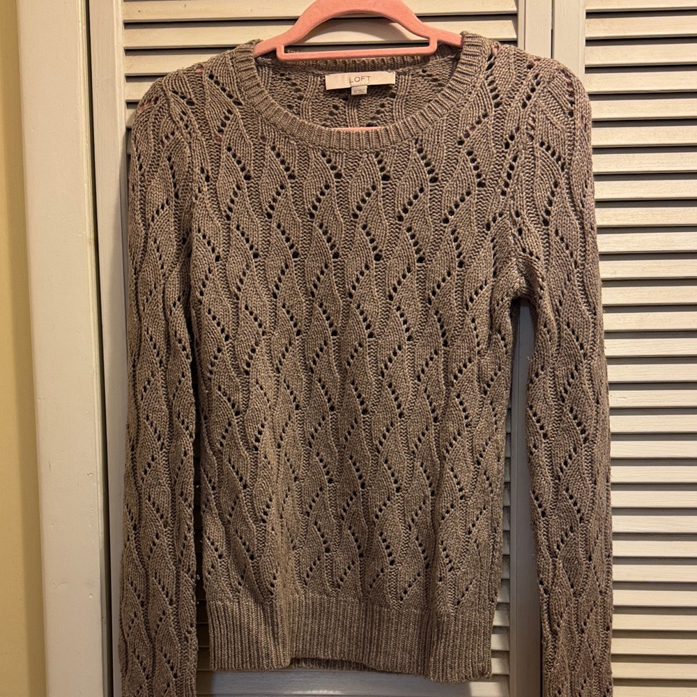 LOFT Women's Textured Knit Sweater - Brown ~ XS